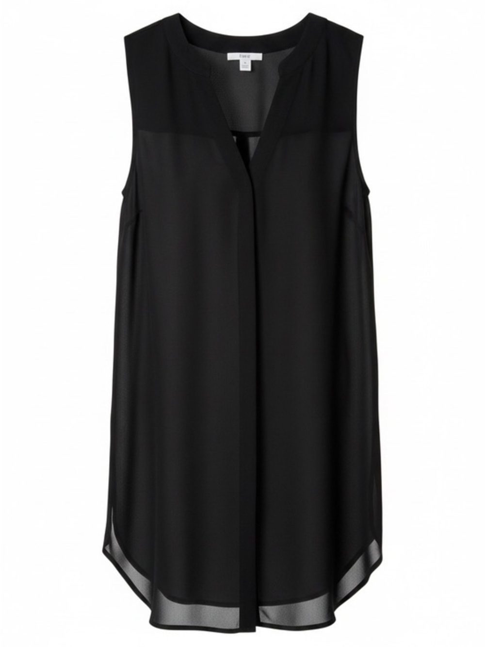 Bar III Black Sheer Sleeveless V-Neck Blouse
